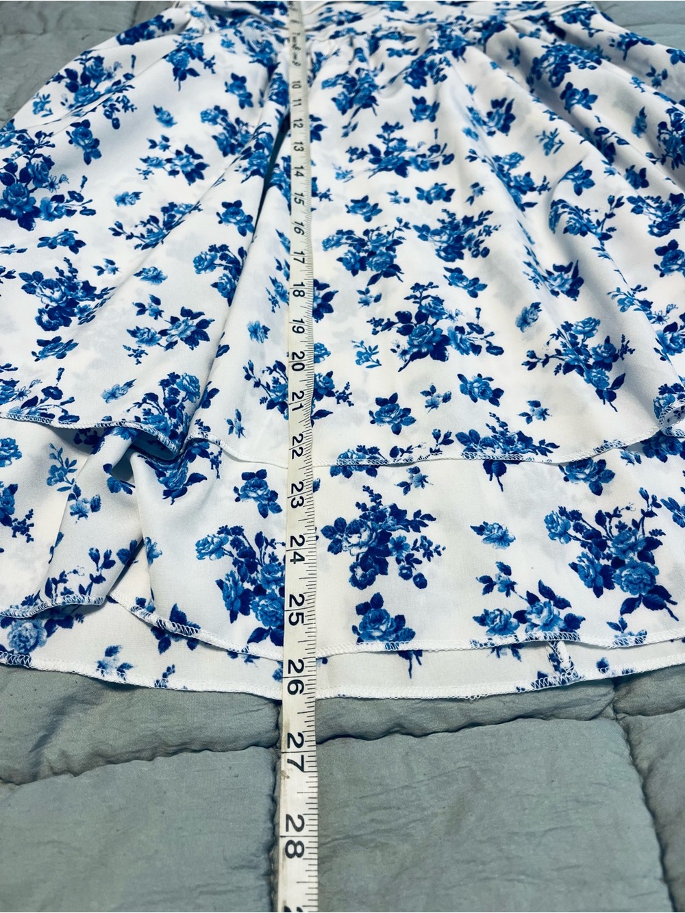 SHEIN White Strapless Dress with Blue Floral Print - Picture 5 of 5